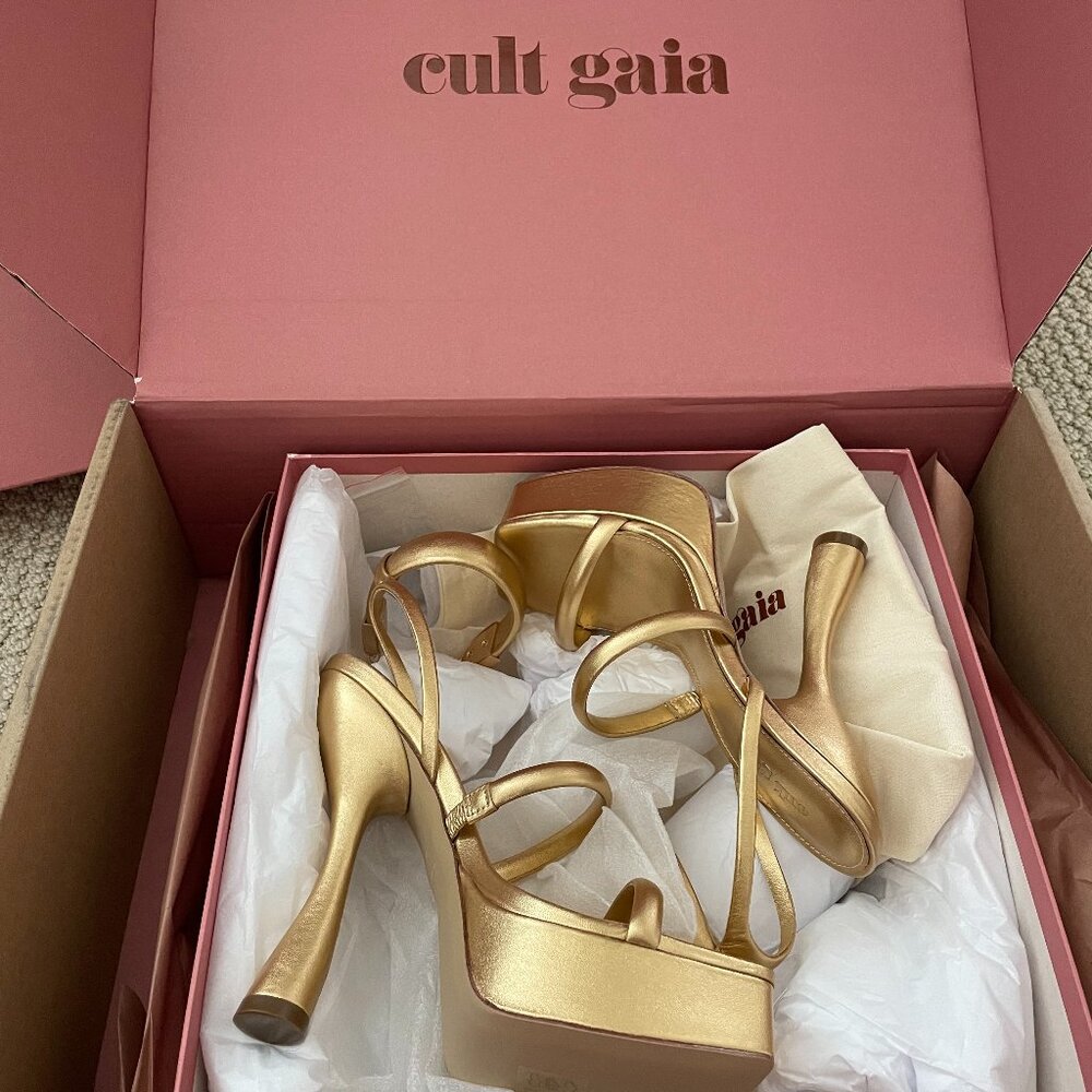 Cult Gaia Elodie Platform Sandal In Gold Size 37